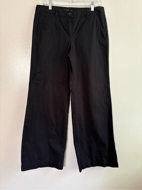 Lands' End Women’s Black High-Rise Wide Leg Chino Crop Pants Size 8
